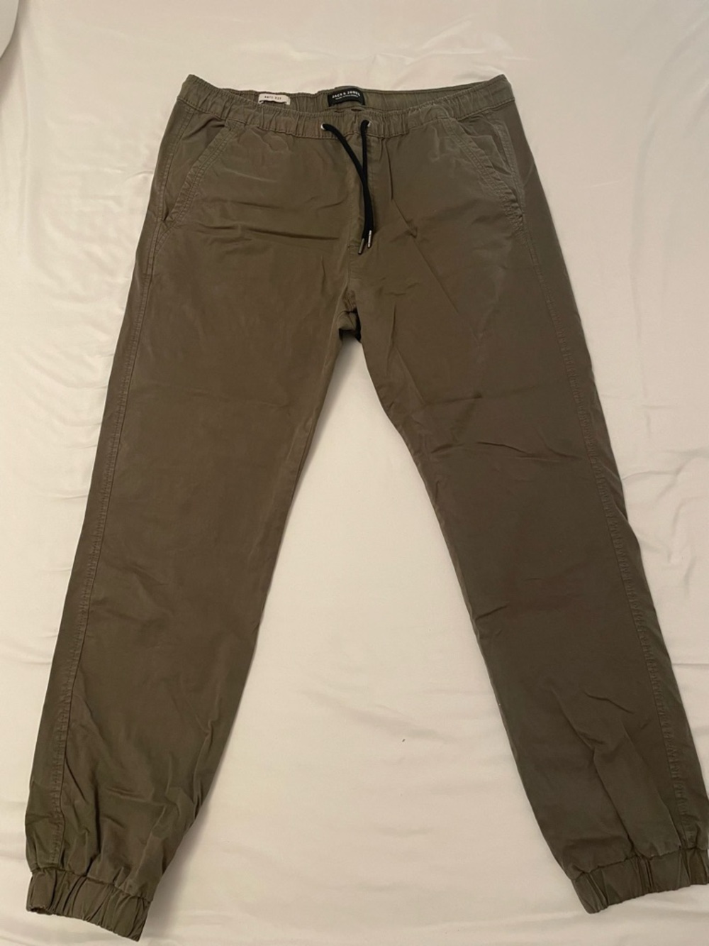 Jack and Jones Olive Jogger Pants - Casual Drawstring Men's Pants